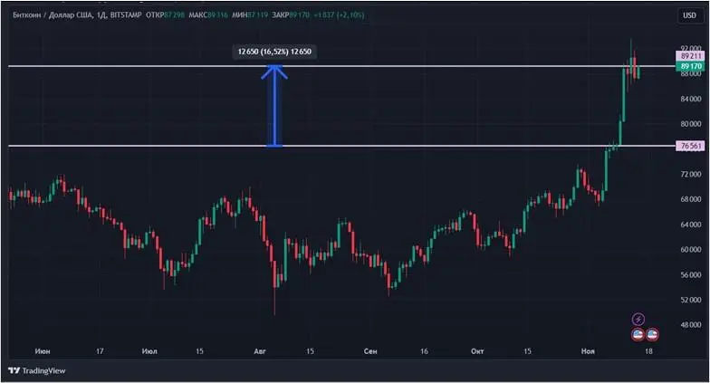 Крупный капитал скупает криптовалюту: биткоин обновил исторический максимум